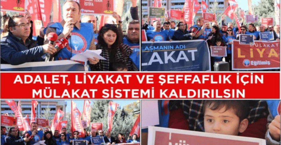 Eğitim-İş, MEB önünde mülakata karşı protesto düzenledi